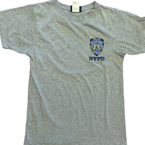 NYPD Adult Small Gray Short Sleeve T Shirt with Embroidered Logo